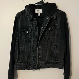 Forever 21 Black Denim Jacket with Hood